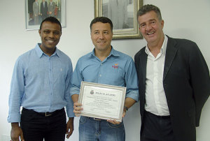 O vereador Júlio Obama Júnior, Marcelo Detoni e o vereador Pardal